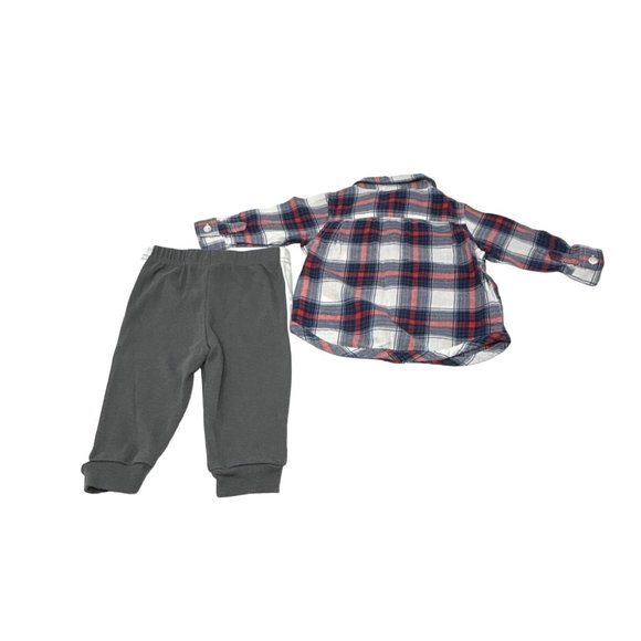 Baby Boy's-Sweatpants & Body Suit & Fleece Pants & Flannel Shirt - Size 3-6 M - Picture 6 of 8